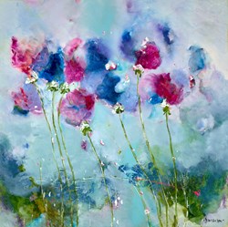 Delicately Beautiful by Emilija Pasagic - Original Painting on Box Canvas sized 36x36 inches. Available from Whitewall Galleries